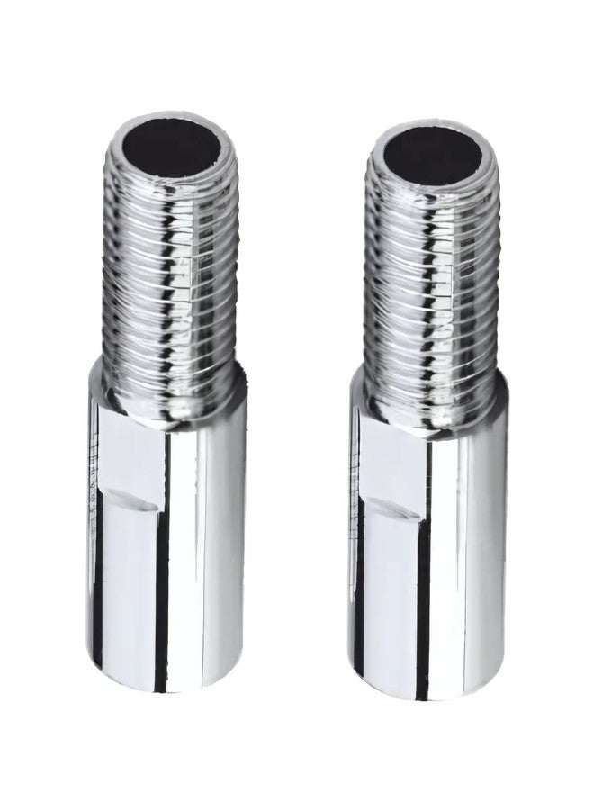 KINIK CP Brass Extension Nipple 2 Inch | 1/2 Inch Thread Chrome Finish Pipe Fitting for Plumbing | Pack of 2 - Image 1